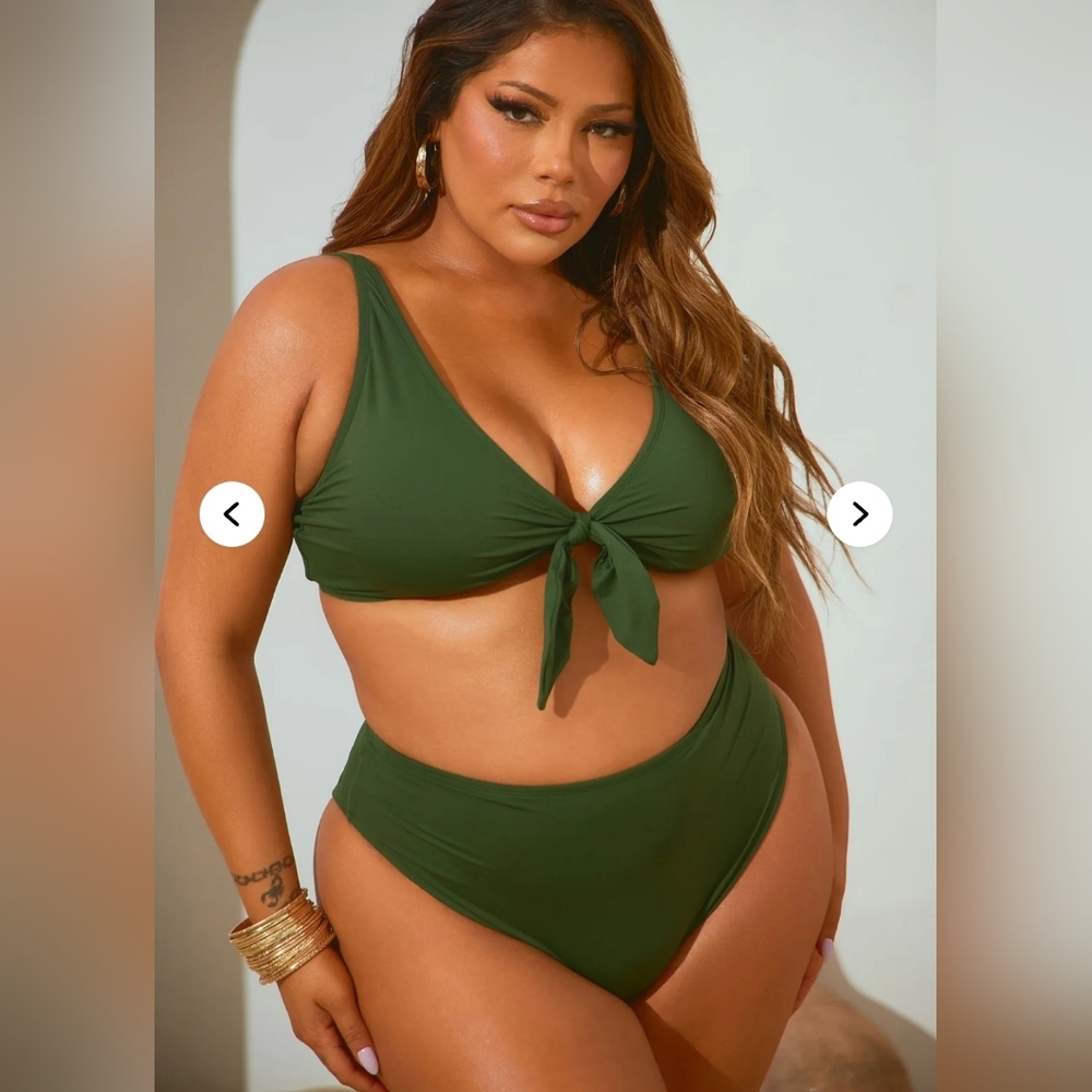 New Fasion Nova 3X Olive Green Beachy Summer Strappy Bikini